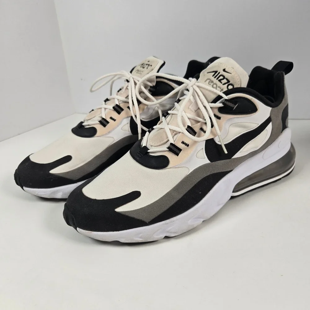 Nike Air Max 270 React Men 11 White Black Grey CT1264-101 Running Shoes Sneaker